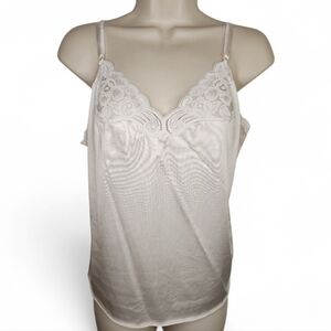 Vintage 1950s–60s Vanity Fair White Ivory Lace Nylon Camisole | Antron Tricot